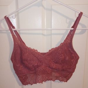 Pink sz S Bralette Orange rust lace